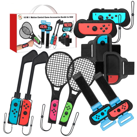 JYS JYS-NS215 Ensemble d'accessoires sportifs somatosensoriels 10 en 1 pour Nintendo Switch, JYS 10 en 1