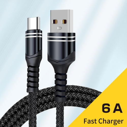 6A Woven USB Charging Cable - 1m USB-C, Micro USB, 8 Pin
