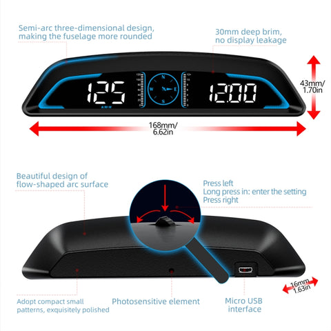 Contachilometri GPS HD HUD 5,5 pollici per auto G3 con allarme
