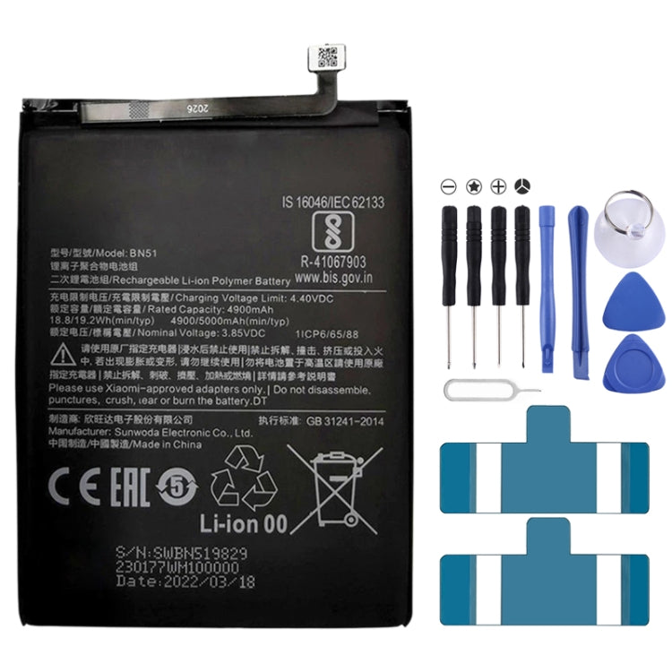 BN53 4820 mAh Li-Polymer Battery Replacement For Xiaomi Redmi Note 9 Pro 5G, BM37, BN51, BM52, BM4M, BM4Q, BN56, BM55, BN53, BN62, BM54, BM4X, BM4Y, BM5...