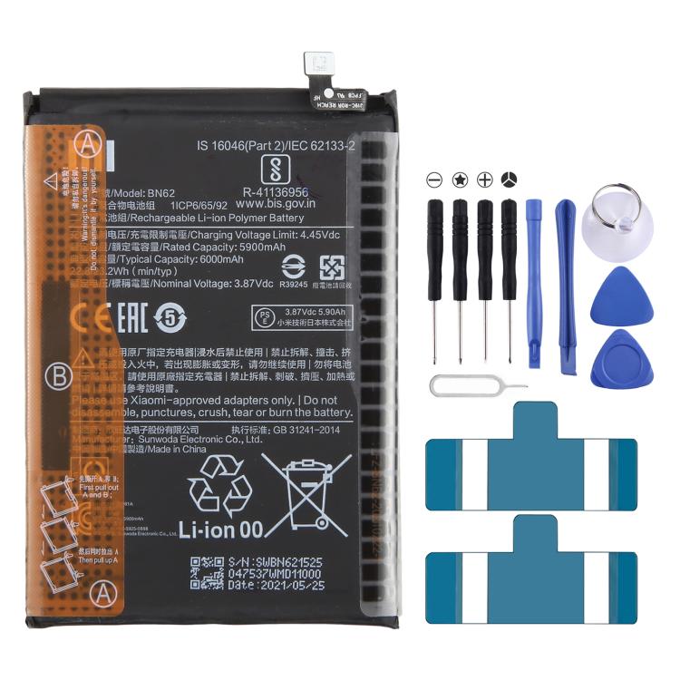 BN53 4820 mAh Li-Polymer Battery Replacement For Xiaomi Redmi Note 9 Pro 5G, BM37, BN51, BM52, BM4M, BM4Q, BN56, BM55, BN53, BN62, BM54, BM4X, BM4Y, BM5...