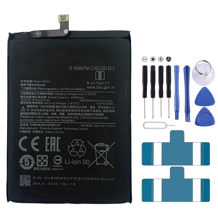 BN53 4820 mAh Li-Polymer Battery Replacement For Xiaomi Redmi Note 9 Pro 5G, BM37, BN51, BM52, BM4M, BM4Q, BN56, BM55, BN53, BN62, BM54, BM4X, BM4Y, BM5...