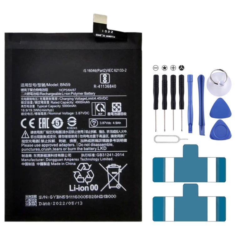 BN53 4820 mAh Li-Polymer Battery Replacement For Xiaomi Redmi Note 9 Pro 5G, BM37, BN51, BM52, BM4M, BM4Q, BN56, BM55, BN53, BN62, BM54, BM4X, BM4Y, BM5...