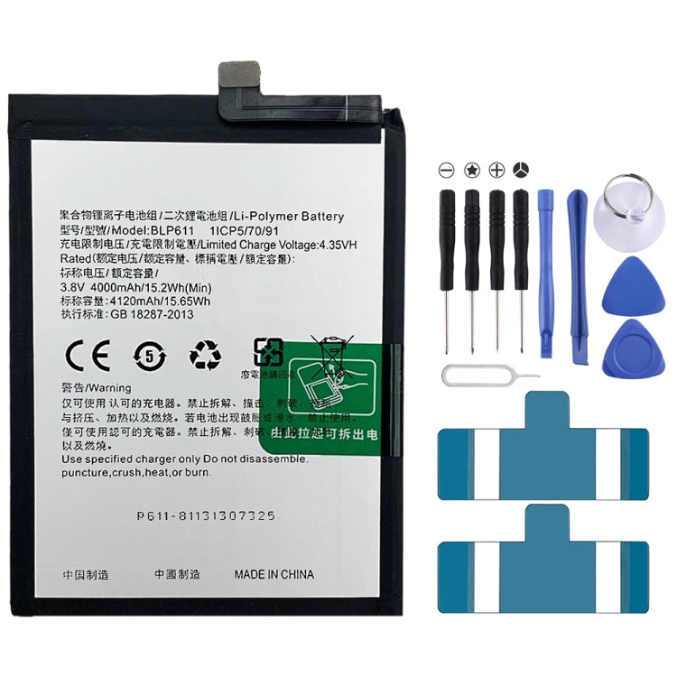 BLP855 4500 mAh Li-Polymer Battery Replacement For OPPO Reno6 Pro 5G / K9 Pro, BLP595, BLP603, BLP599, BLP611, BLP609, BLP621, BLP623, BLP635, BLP643   ...