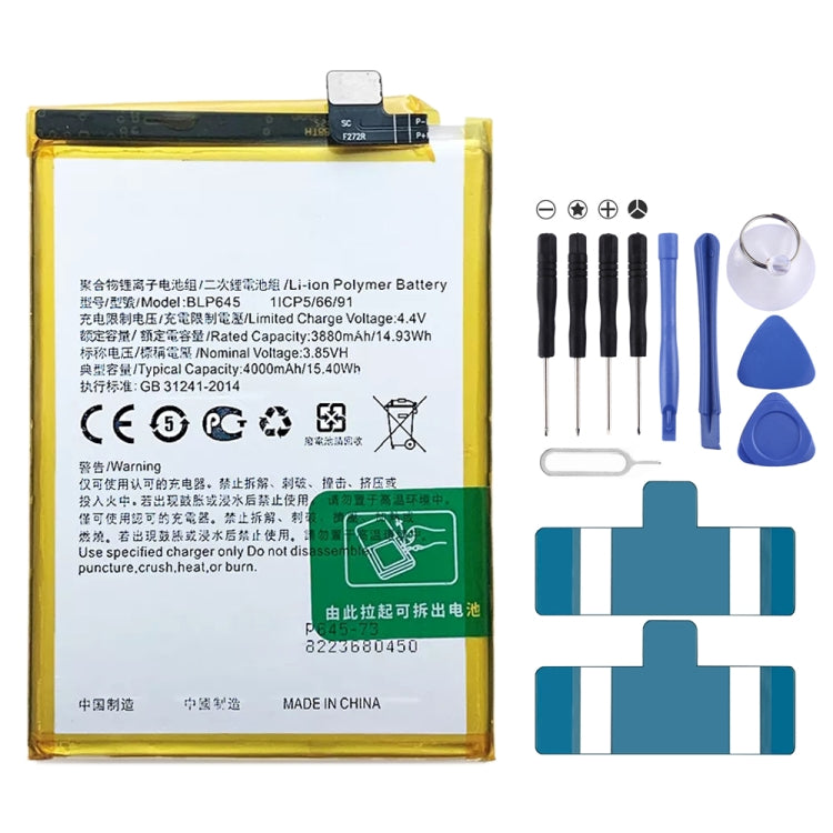 BLP855 4500 mAh Li-Polymer Battery Replacement For OPPO Reno6 Pro 5G / K9 Pro, BLP595, BLP603, BLP599, BLP611, BLP609, BLP621, BLP623, BLP635, BLP643   ...
