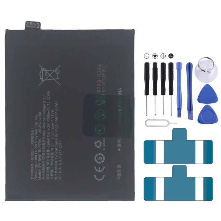 BLP855 4500 mAh Li-Polymer Battery Replacement For OPPO Reno6 Pro 5G / K9 Pro, BLP805, BLP851, BLP831, BLP851 For OPPO F19 / F19s, BLP757, BLP751, BLP73...