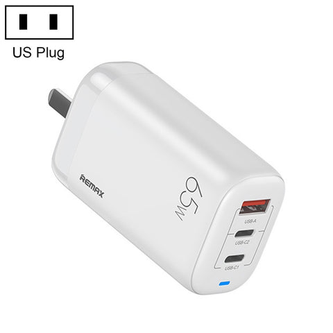 REMAX RP-U55 Territory Series Caricabatterie rapido USB da 65 W + doppia interfaccia USB-C/Type-C, specifica: presa americana, US Plug