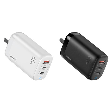 REMAX RP-U55 Territory Series Caricabatterie rapido USB da 65 W + doppia interfaccia USB-C/Type-C, specifica: presa americana, US Plug