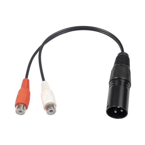3pin XLR Male to Dual RCA Female Audio Cable - 20cm Length