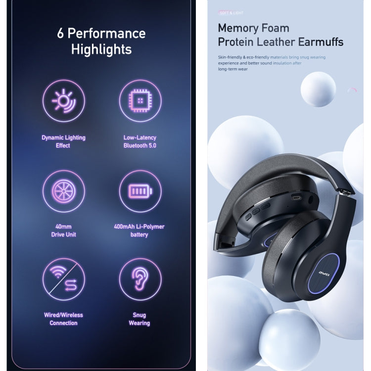 cuffie-stereo-wireless-awei-a100bl-a100bl - immagine 5