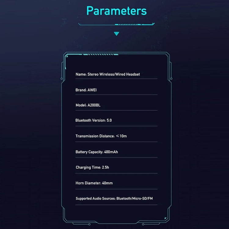 cuffie-stereo-wireless-awei-a200bl-a200bl - immagine 5