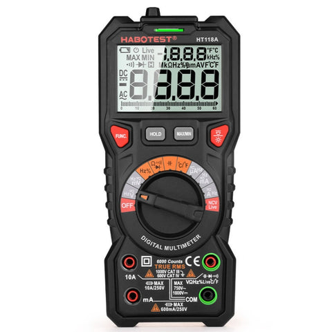 HABOTEST HT118A Multimètre numérique automatique portable avec rétroéclairage double haute précision, HT118A