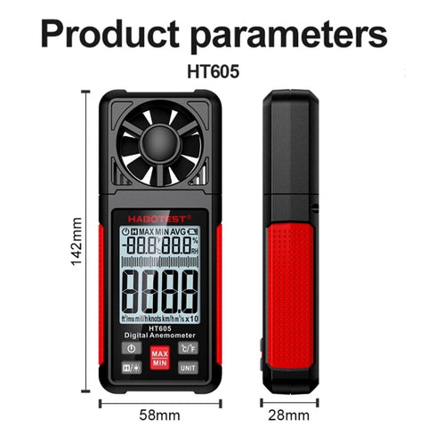 HABOTEST HT605 Testeur portable intelligent pour la vitesse du vent avec affichage numérique, HT605