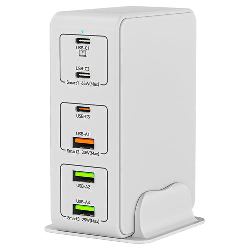 120W 6-Port Desktop Fast Charger with Type-C & USB Ports
