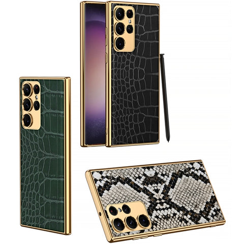 Per Samsung Galaxy S23 Ultra 5G GKK Custodia protettiva in PU galvanica con texture coccodrillo (Pitone), For Samsung Galaxy S23 Ultra 5G