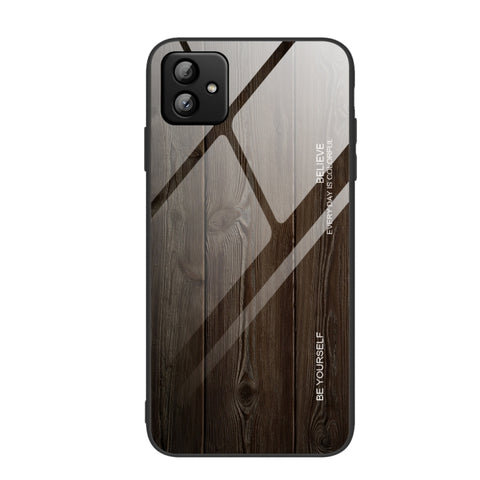 Per Samsung Galaxy A04 Custodia per cellulare in vetro con venature del legno, Per Samsung Galaxy A04