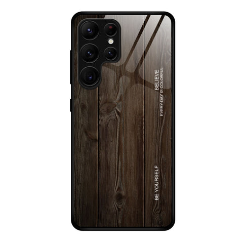 Per Samsung Galaxy S23 Ultra 5G Custodia per cellulare in vetro con venature del legno, Per Samsung Galaxy S23 Ultra 5G