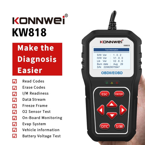 KONNWE KW818: Strumento Diagnostico OBD2 Bluetooth per Auto
