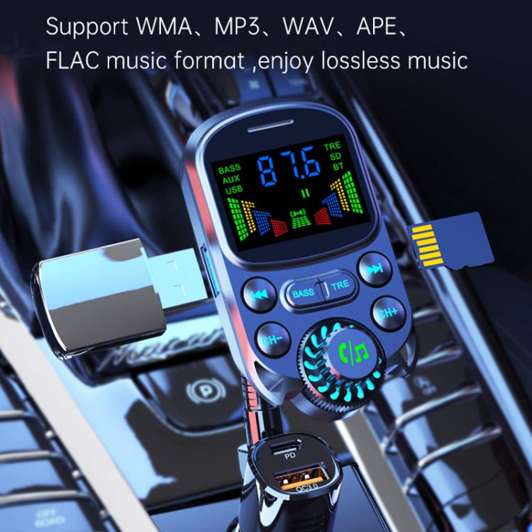 BC86 Colorful Screen Car Bluetooth 5.3 FM Transmitter MP3 Player, BC86