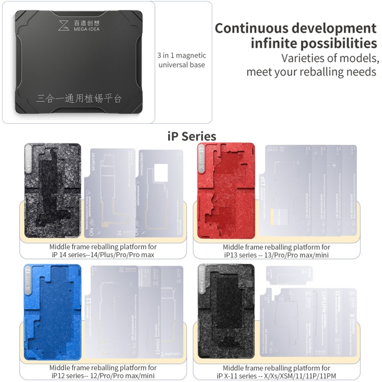 Qianli Mega-idea Multi-functional Middle Frame Positioning BGA Reballing Platform, For Huawei Mate 40 Pro, For Asus ROG Phone 6 Pro / 6, For Xiaomi 12 P...