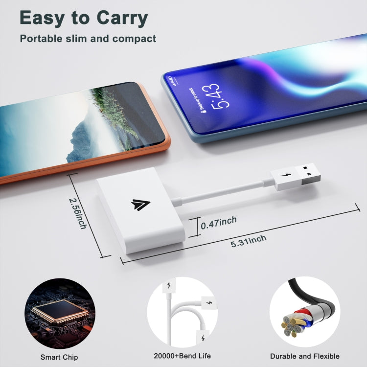 THT-020-2+ USB + USB-C / Type-C Wired to Wireless Carplay Adapter for Android Smartphone, THT-020-2+