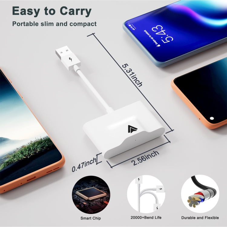 THT-020-3+ USB + USB-C / Type-C Wired to Wireless Carplay Adapter for Android Smartphone, THT-020-3+