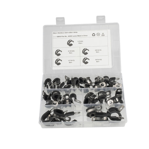 Morsetti pour tubi avec coussin en gomme pour voiture de 42 pièces Morsetti en acciaio inossidabile, 42 PCS
