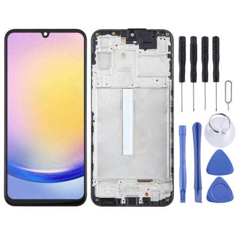 Digitalizzatore LCD TFT completo con cornice per Samsung Galaxy A25,