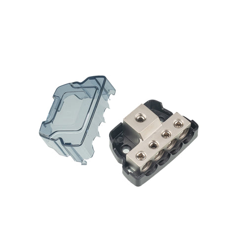 Blocco di distribuzione splitter per cavo di alimentazione/terra per amplificatore audio stereo per auto a 4 vie 4GA, 4-Way