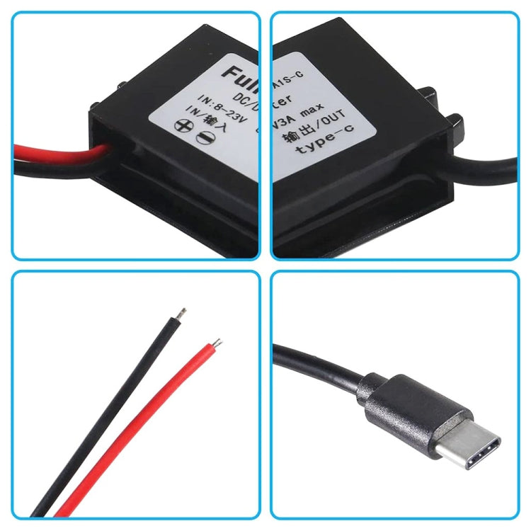 12V to 5V 3A Car Power Converter DC Module Voltage Regulator, Type-C Elbow, Type-C Straight, USB Female with Ears, Dual USB Female, USB+Micro USB, USB+m...
