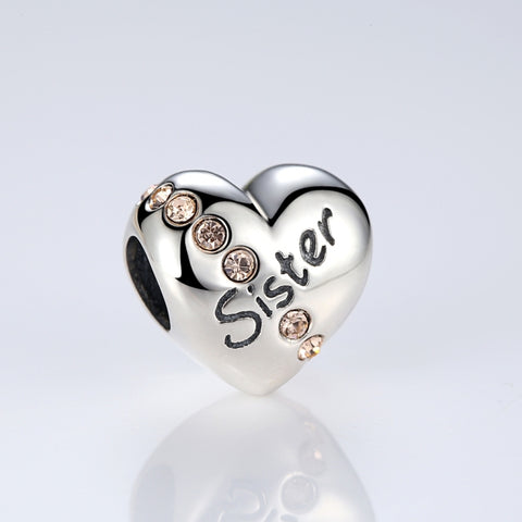 Accessori per collana braccialetto fai-da-te con lettera sorella cuore in argento sterling S925