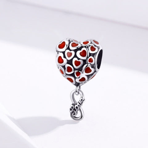 Accessori per collana braccialetto fai-da-te con perline a cuore rosso in argento sterling S925