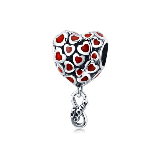 Accessori per collana braccialetto fai-da-te con perline a cuore rosso in argento sterling S925