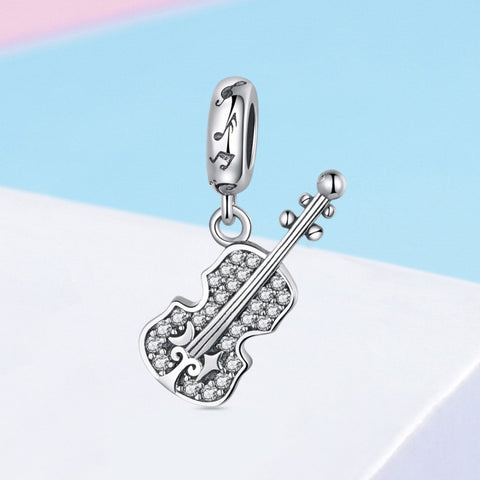 Violino in argento puro S925 con accessori pendenti fai da te in zircone