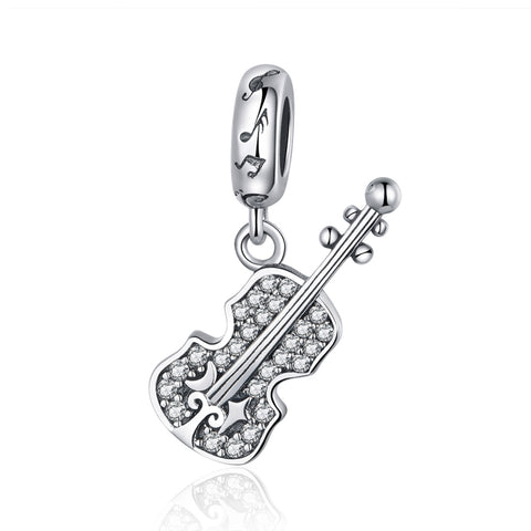 Violino in argento puro S925 con accessori pendenti fai da te in zircone