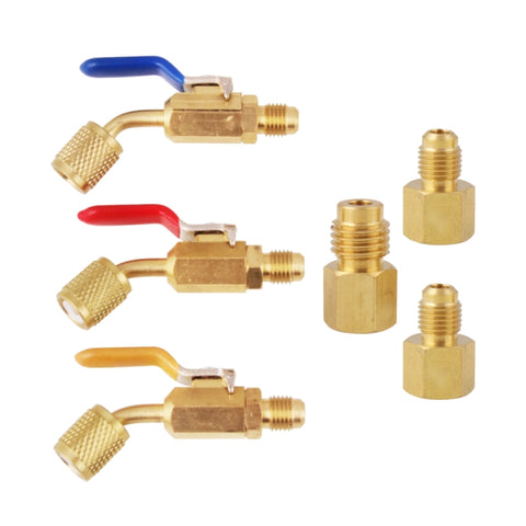 Valvola à sfera compact angolata pour réfrigérant pour air conditionné 6 en 1 pour la maintenance d'air conditionné HVAC/AC, AG001-G