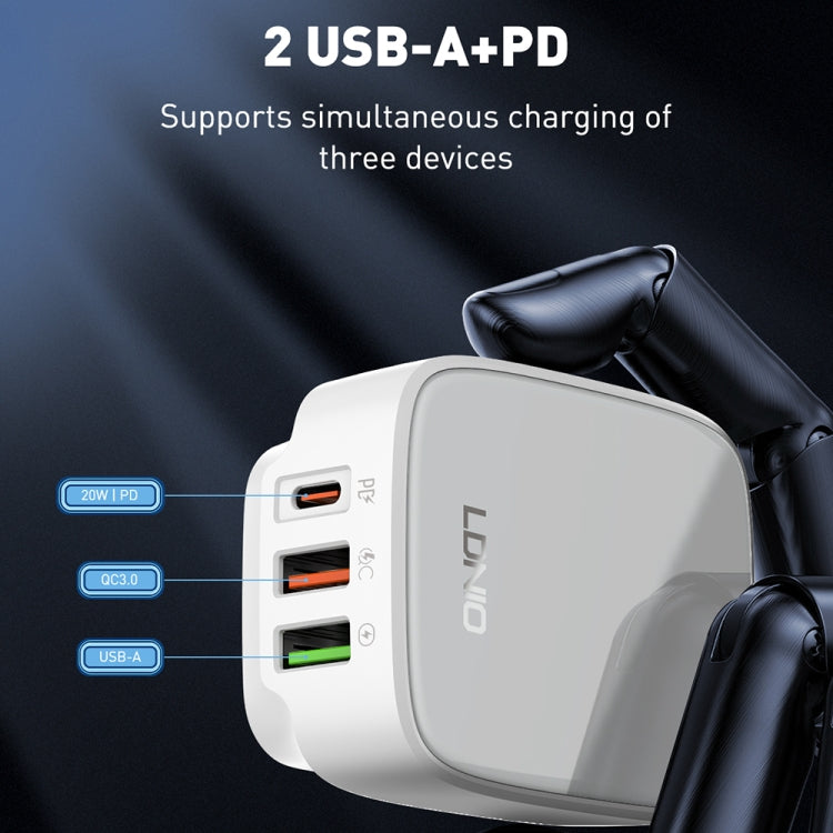 32W LDNIO Type-C Dual USB Charger with 1m Cable, US Plug