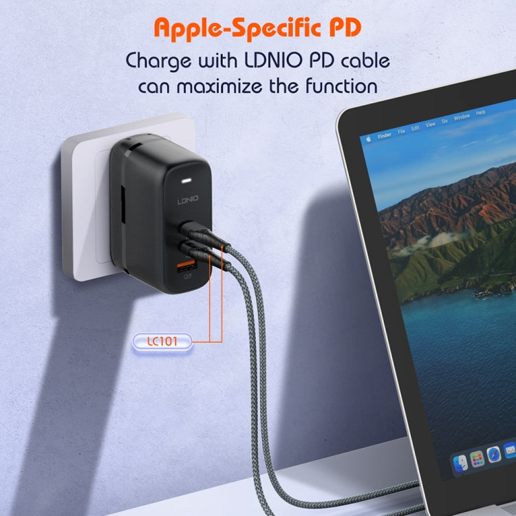 LDNIO Q366 65W USB-C Charger with Dual Ports and Cable