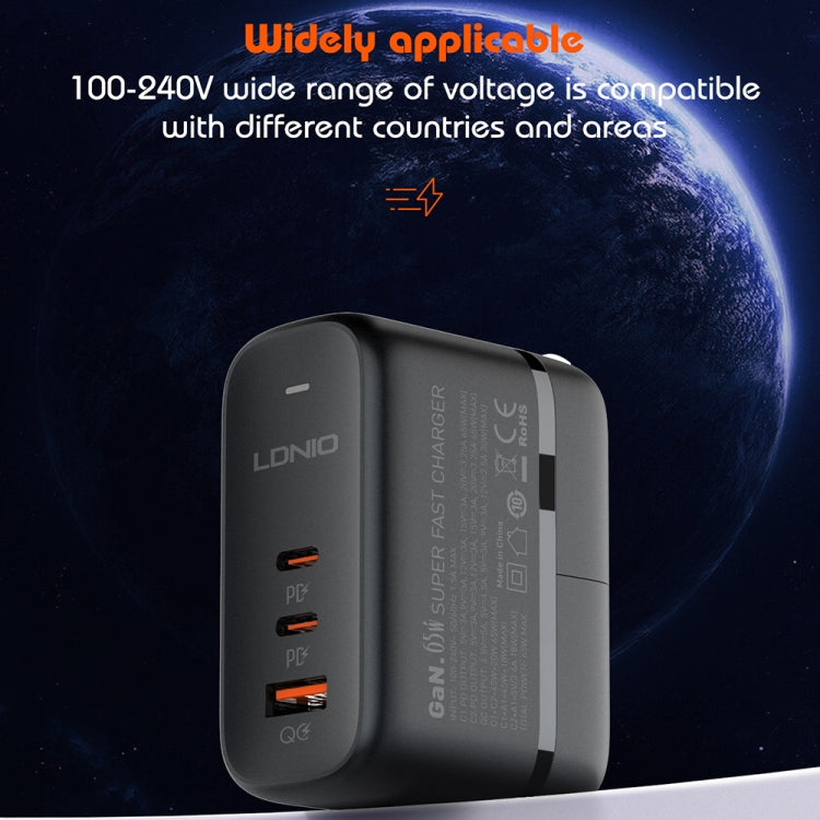 LDNIO Q366 65W USB-C Charger with Dual Ports and Cable
