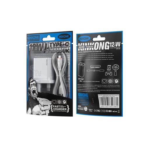 12W USB Charger Set with UK, US, EU Plugs for Fast Charging