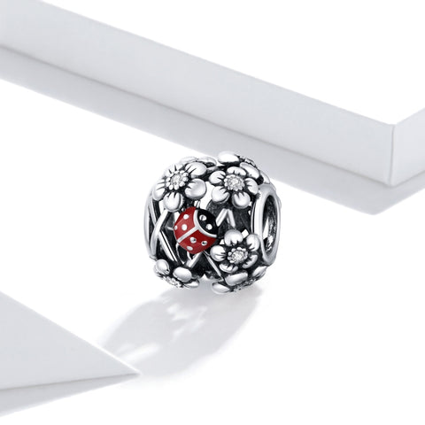 Accessori per collana braccialetto fai-da-te con perline coccinella da giardino in argento sterling S925, Elves Ladybug