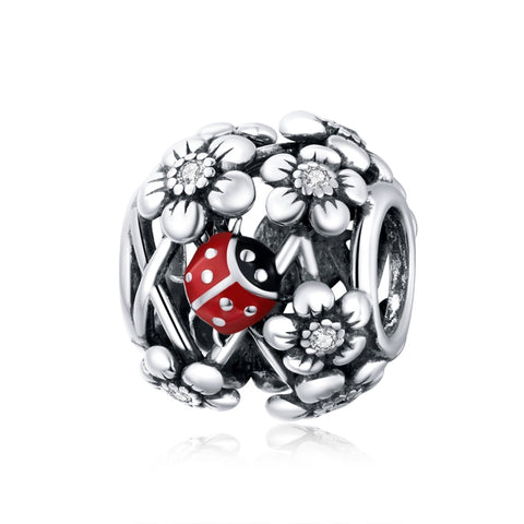 Accessori per collana braccialetto fai-da-te con perline coccinella da giardino in argento sterling S925, Elves Ladybug