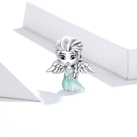 S925 Sterling Silver Snowflake Elfo Ragazza Perline Bracciale fai da te Accessori per collane, Elf Girl