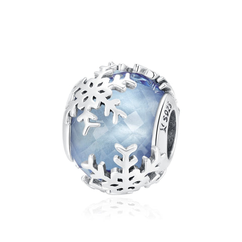 Accessori per collana braccialetto fai-da-te con perline di cristallo di fiocco di neve in argento sterling S925, Fiocco di neve