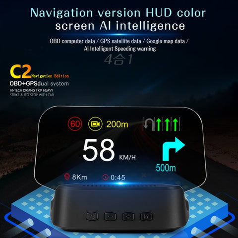C2 Car HUD Head-up Display GPS Misuratore digitale Temperatura / Voltaggio / Velocità dell'acqua, C2