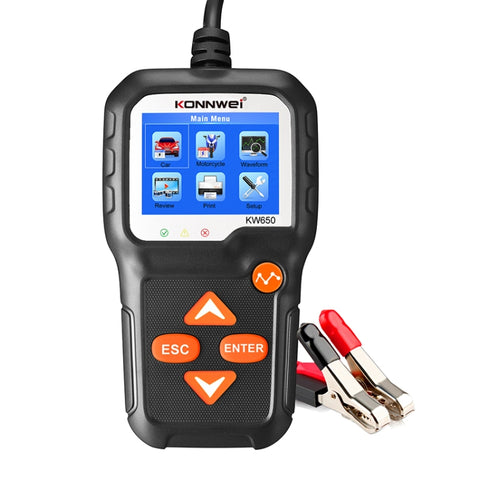KONNWEI KW650 Rilevatore per tosaerba a batteria per auto e moto 6V-12V con display a colori da 2,4 pollici e grafico della forma d'onda, KW650