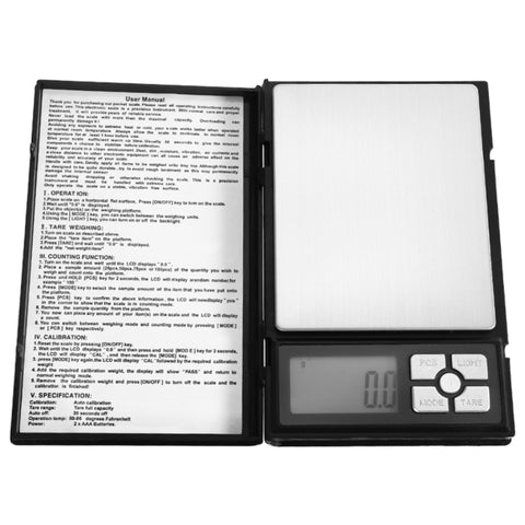 Bilan électronique pour bijoux en or avec diamants de haute précision sous forme d'ordinateur portable MH-1108 (0,1 g ~ 2000 g), sans batterie, MH-1108 2000 g