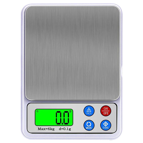 MH-555 Bilancia da cucina portatile elettronica digitale ad alta precisione da 6Kg x 0,1g con schermo LCD da 2,2 pollici, 6000g/0.1g