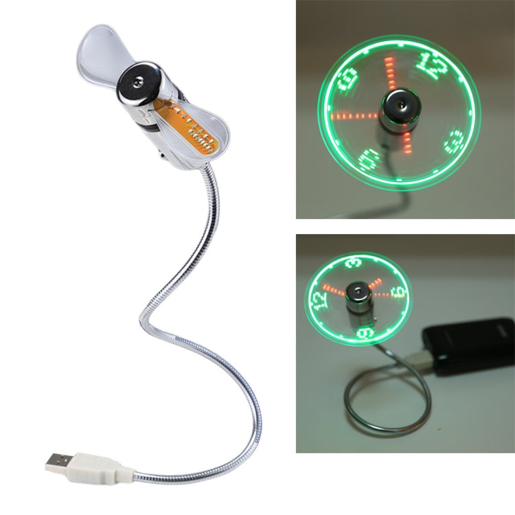Mini USB Clock Fan with Flexible LED Light - Durable &