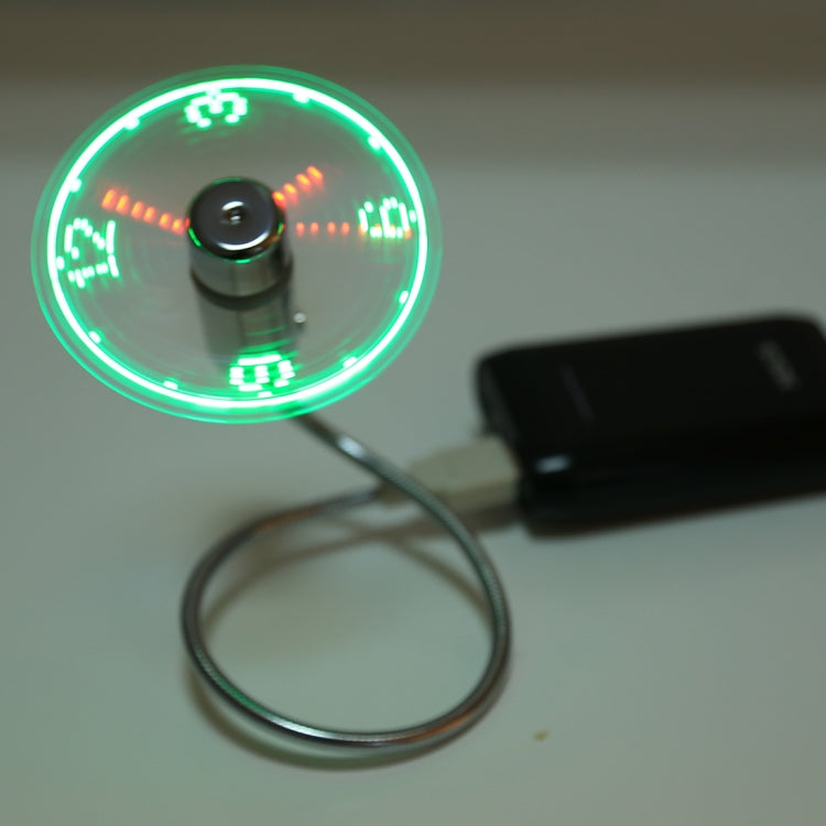Mini USB Clock Fan with Flexible LED Light - Durable &